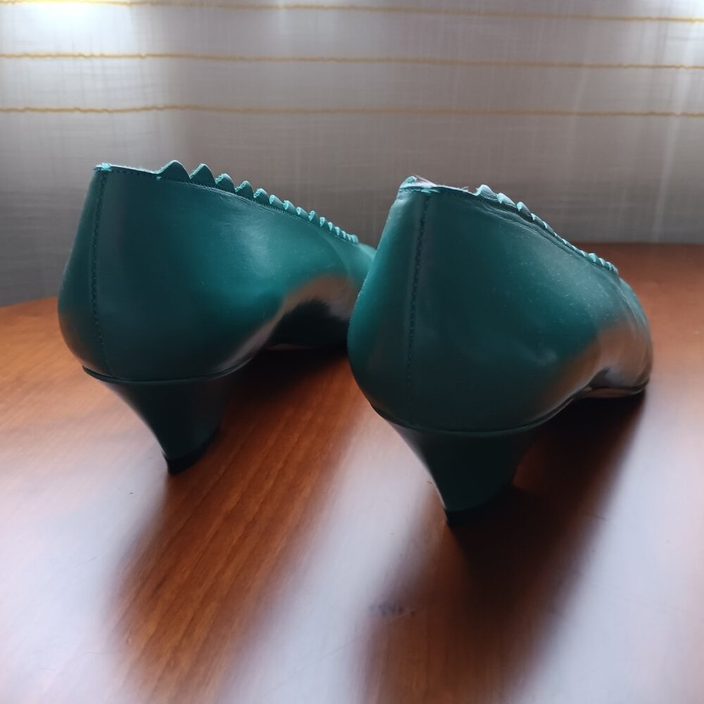 Women's Turquoise Almond Toe Low Heel Ballet by VANELI - Picture 13 of 14